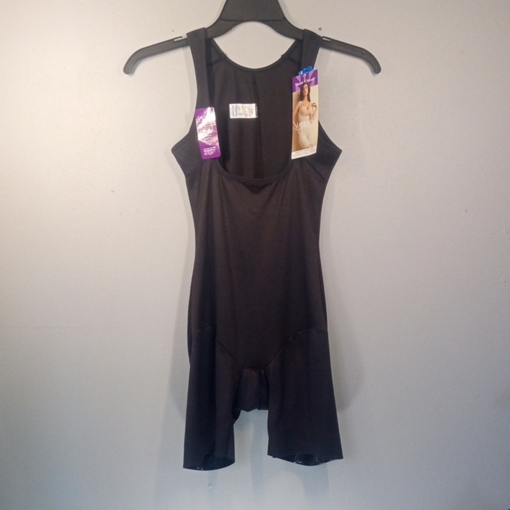 Naomi And Nicole Women's Black Torsette Shapewear Bodysuit Size XL